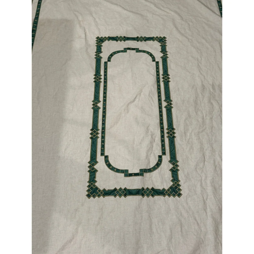 Vintage Christian Dior Tablecloth‎ 60x96 White Green Rectangular Cotton France